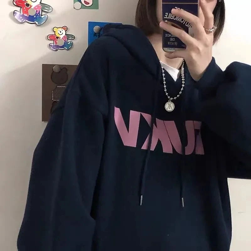 

Мужские и женские толстовки большого размера с бархатной подкладкой, зимние толстовки в стиле Ins, корейский студенческий пуловер большого р...