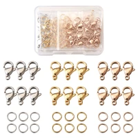 50300pcsbox polishing 304 stainless steel lobster claw clasps mix color for jewelry making accessorie with with open jump ring