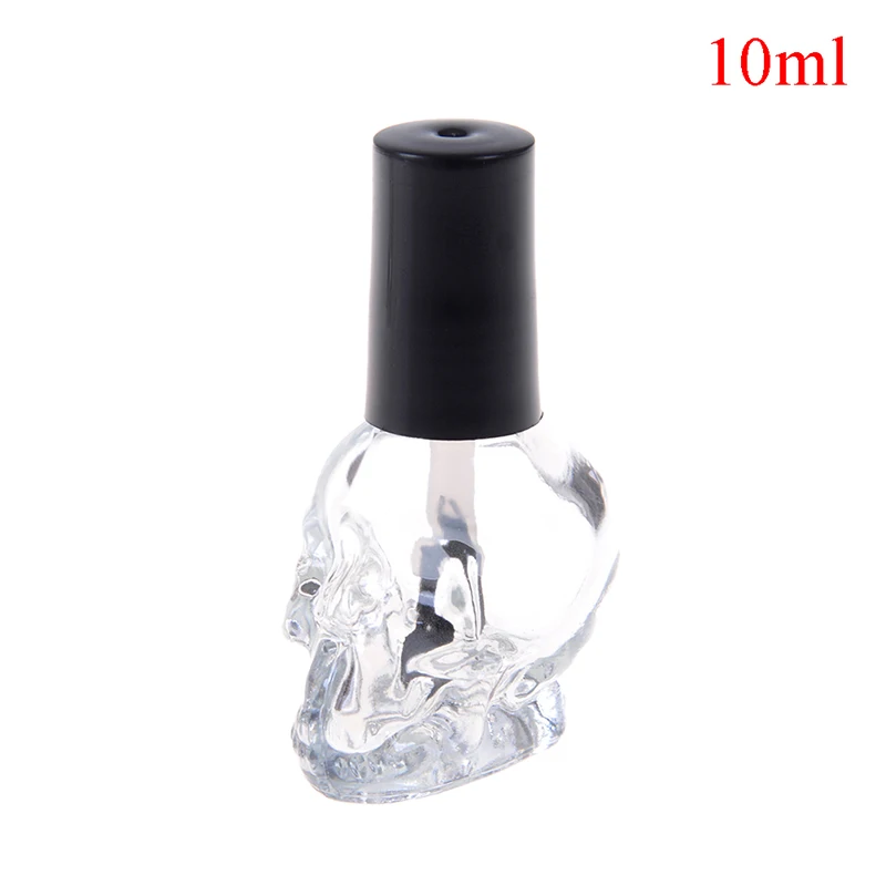 Skull Fashion Transparent Glass Empty Nail Polish Refillable Bottle With Brush Small Travel Makeup Cosmetic Containers 10ml | Красота и