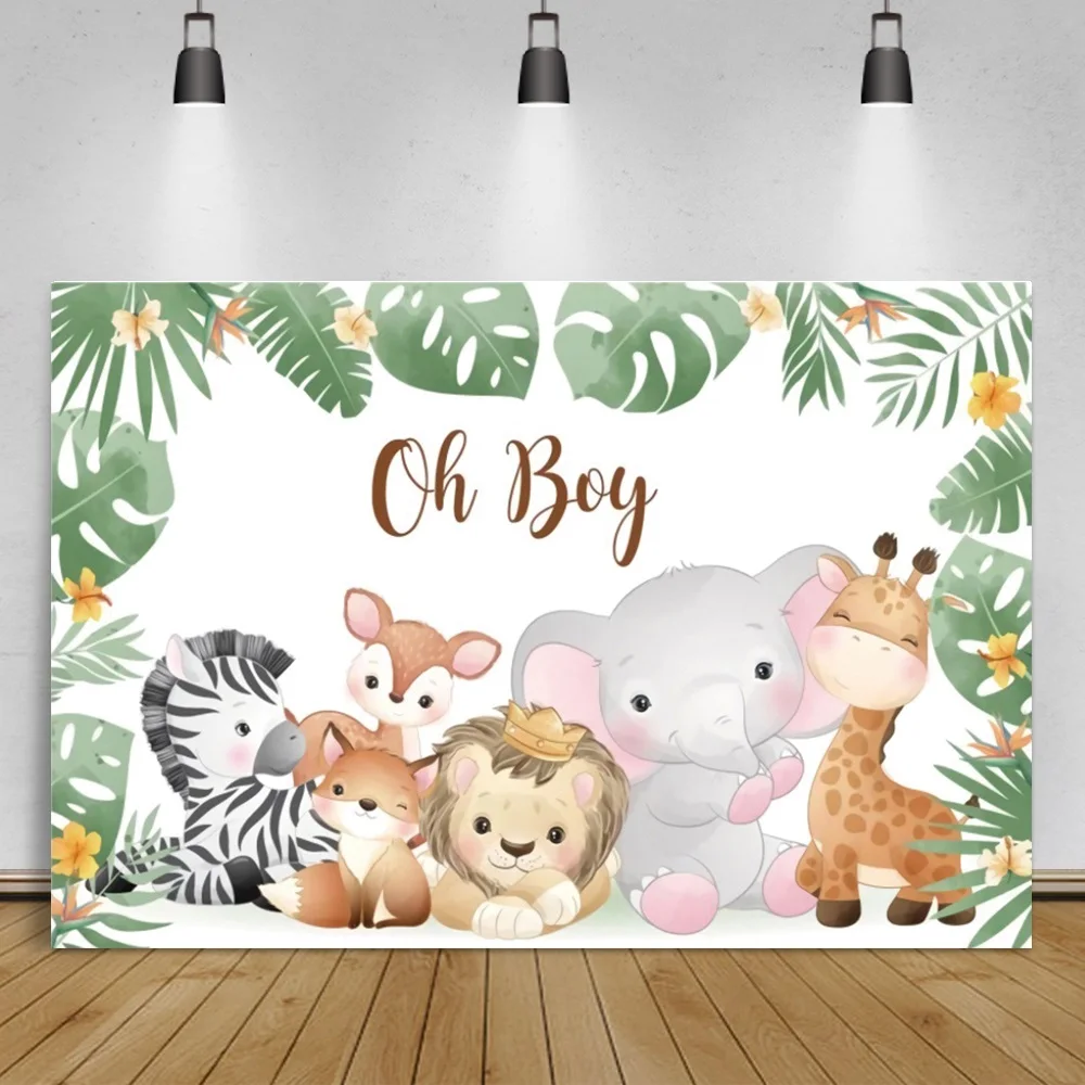

Фон для фотографий акварель яркие животные Oh Baby Shower крещение цена на заказ баннер портрет фото фон фотосессия