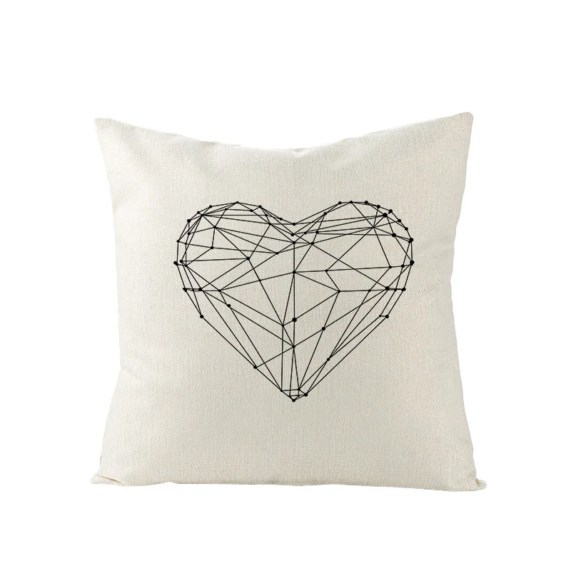 

Letter Love Home Cushion covers Cotton linen Black White pillow cover Sofa bed Nordic decorative pillow case almofadas 45x45cm