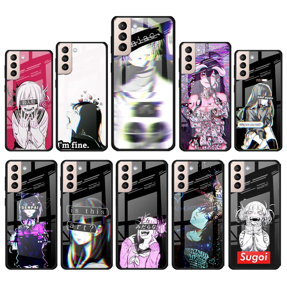 

Sad Anime Aesthetic Senpai for Samsung Galaxy S21 Ultra Plus A72 A52 4G 5G M51 M31 M21 Luxury Tempered Glass Phone Case Cover
