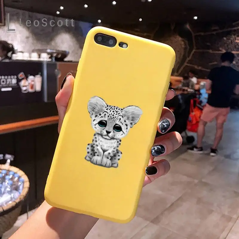 

Leopard cartoon cute Phone Case Candy Color for iPhone 11 12 mini pro XS MAX 8 7 6 6S Plus X 5S SE 2020 XR