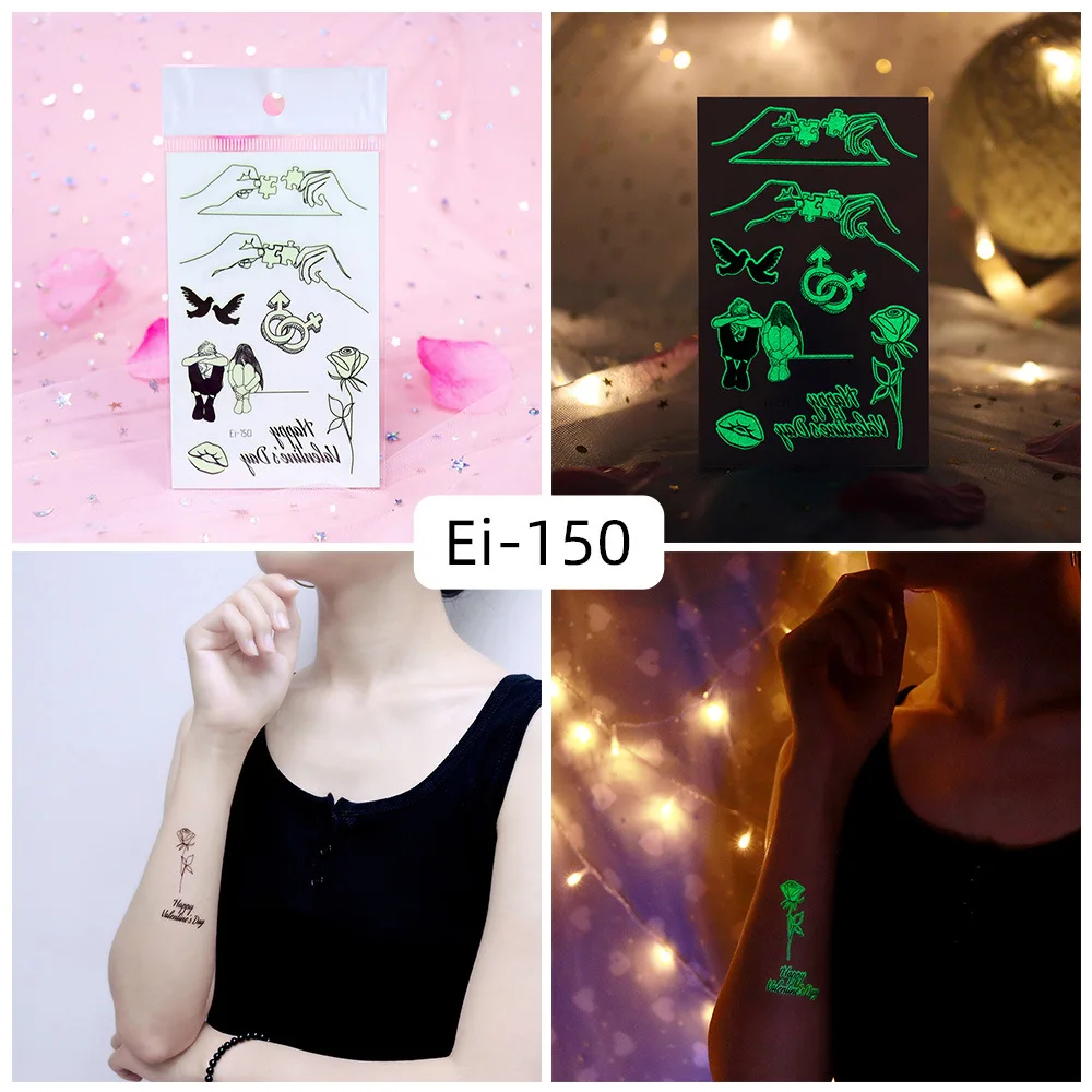 

Tattoo Stickers Luminous Kids Girl Temporary Fake Tattoos Glow Paste on Face Arm Leg for Women Body Art Fly Bird Flower Sticker