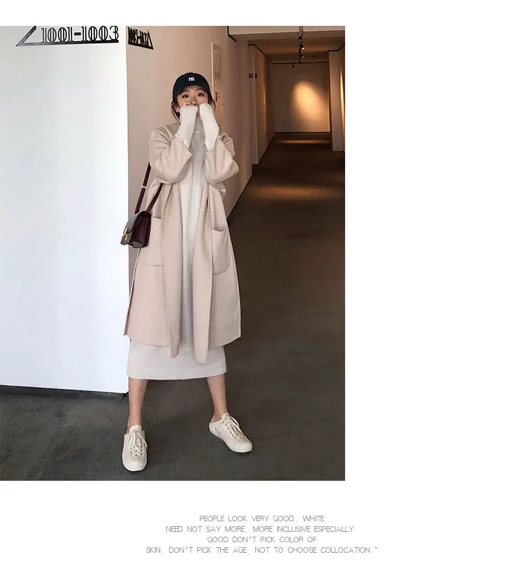 Turtleneck Cashmere Knitted Sweater Dress Women Autumn Spring Noodles Elastic Long Sleeve thick Pullover Winter Dress