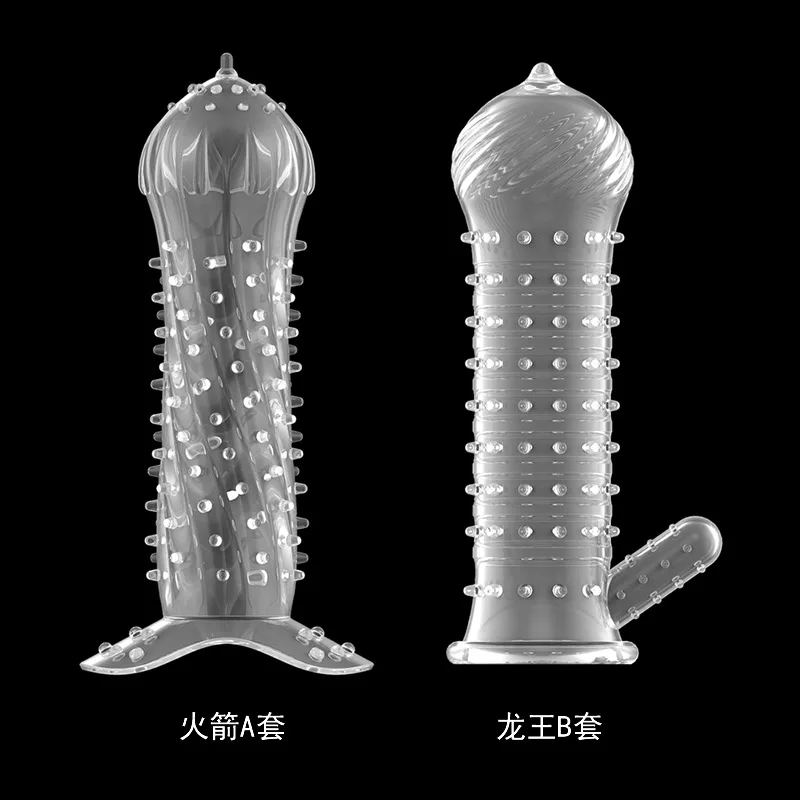 Silicone Penis Sleeve Cover Reusable Condoms with Spike Dotted Cock Ring Delay Ejaculation Adult Sex Toys for Couples Men | Красота и