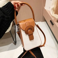 women phone shoulder bags 2021 new stone pattern messenger bag designer top handle handbag female mini pu leather crossbody bag
