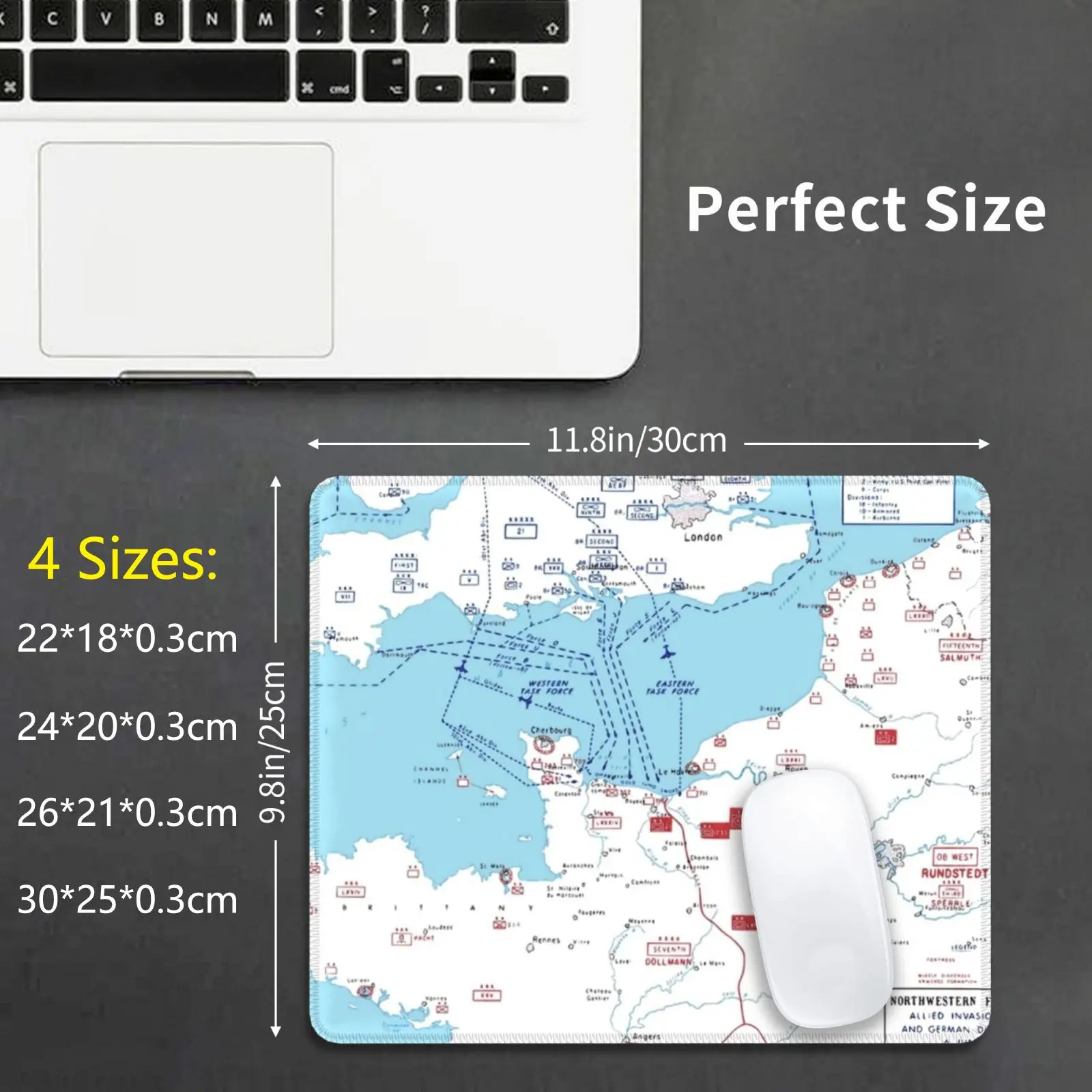 

D-Day Allied Invasion Of Normandy Map-D-Day Map Mouse Pad DIY Print Map Normandy France America