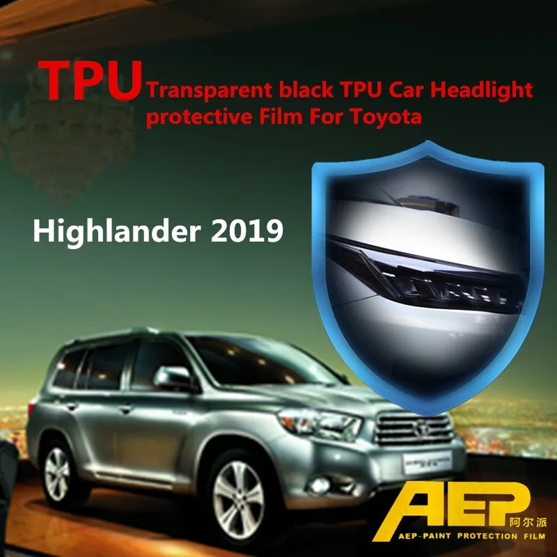 Прозрачная Черная защитная пленка AEP из ТПУ для автомобильных фар Highlander 2013 2014 2015