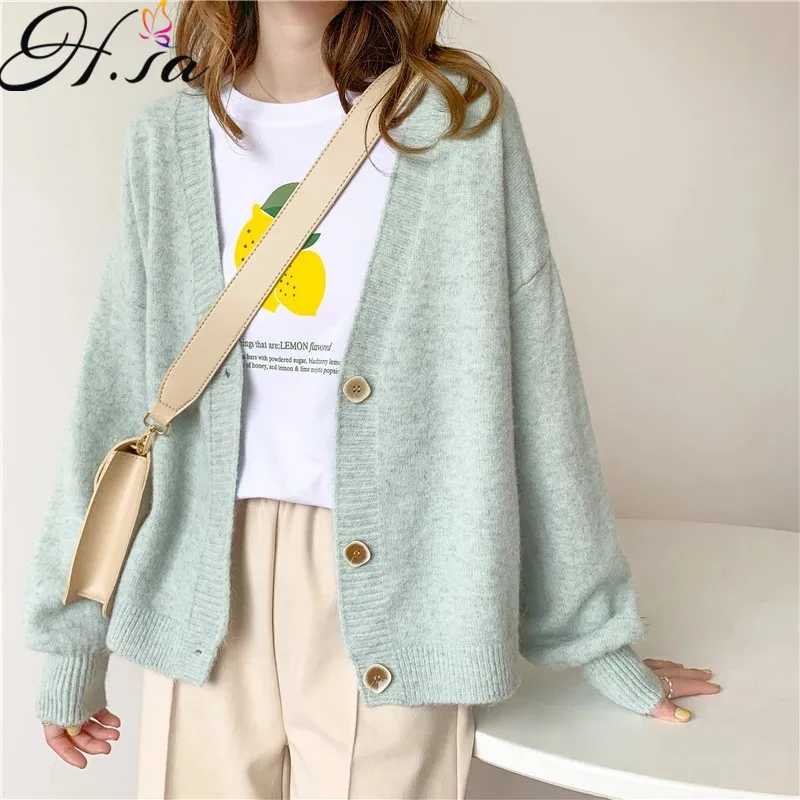 

FAKUNTN 2021 Women Sweater Cardigan Winter Solid Cashmere Top Casual Cardigans Chic Korean Fashion Winter Knit Jacket sueters