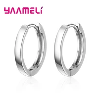 original 925 silver loop earrings for women girls gift classic simple hoop pattern fine wedding party brincos jewelry