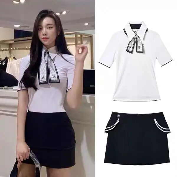 

Fashion Ladies Polo-Shirt Women's Golf Buttock Wrapping Short Skirts Sets