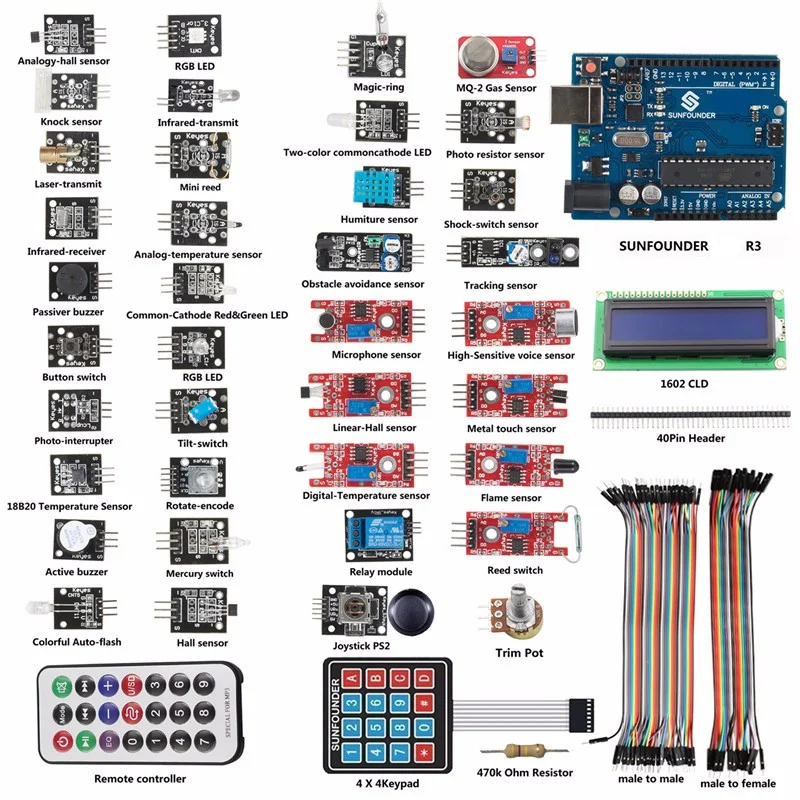 Sunfower обучающий комплект для Arduino 37 модулей R3 набор датчиков V1.0 для Arduino включая UNO R3 платы