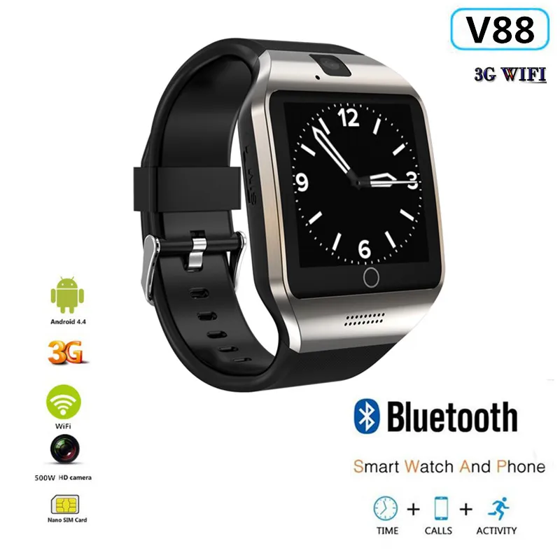 V88 Смарт часы для мужчин Android 4 MTk6572 512MB + 4GB 3g wifi Bluetooth Smartwatch MP3 плеер погода телефон PK