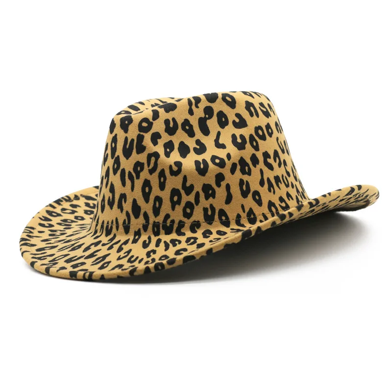 

Cow hat hat leopard-print fedora cowboy pattern hat female summer 2021 new hip-hop retro sunscreen western curly cow