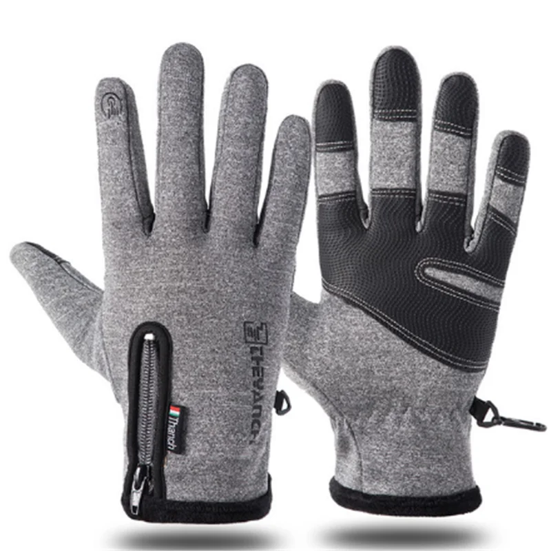 

Autumn and winter zipper outdoor sports riding gloves warm windproof waterproof gloves touch screen gloves men and women gloves