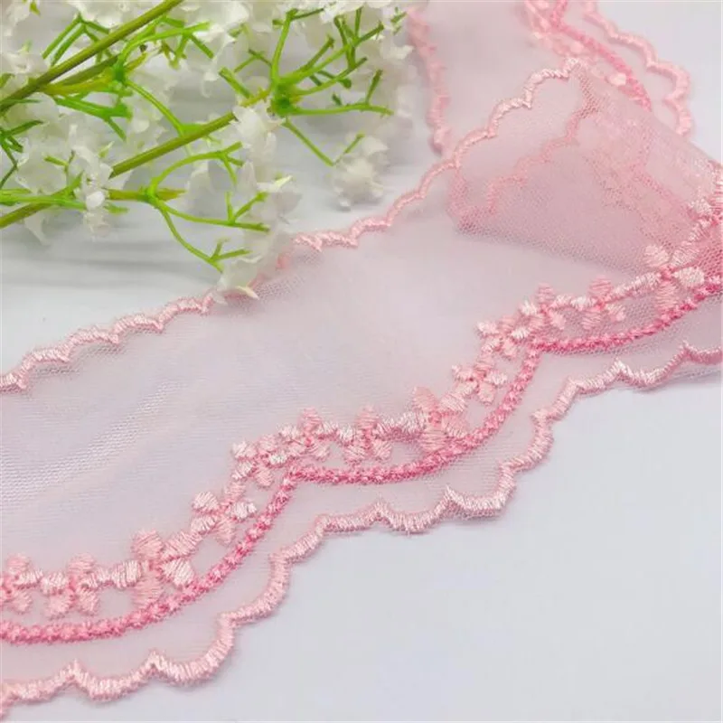 1 ярд новый золотой слоновой кости розовый мягкий тюль Вышивка Кружева отделка