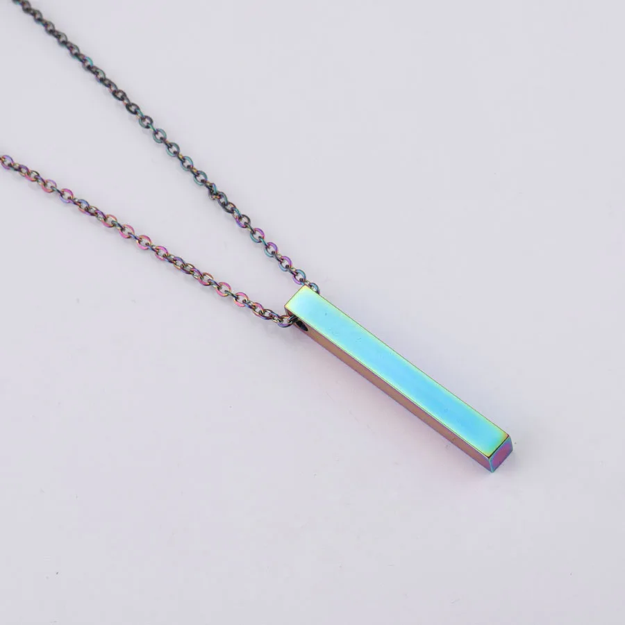 rainbow color Fnixtar зеркальная полировка из нержавеющей стали Геометрические Квадратные вертикальные Длинные бар ожерелье s Подвески DIY Настроить Ожерелье 5 шт./лот - Окраска металла: rainbow color