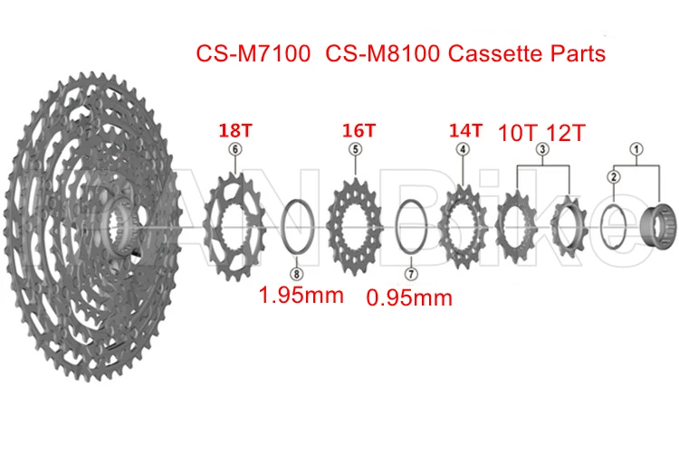 Звездочка для кассеты велосипеда Shimano CS-M8100 12 Скоростей M7100 M8100 кассета Cog 14T 16T 18T