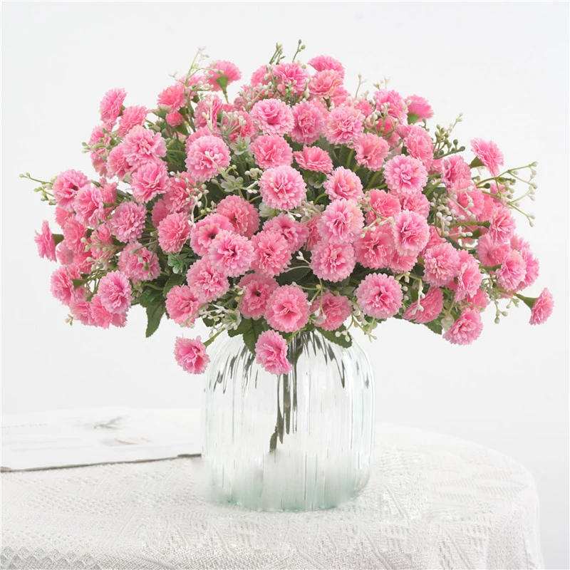 

5PCS Artificial lilac White silk Artificial Flower Bouquet Family Garden Christmas Party Wedding Garland 20 Heads