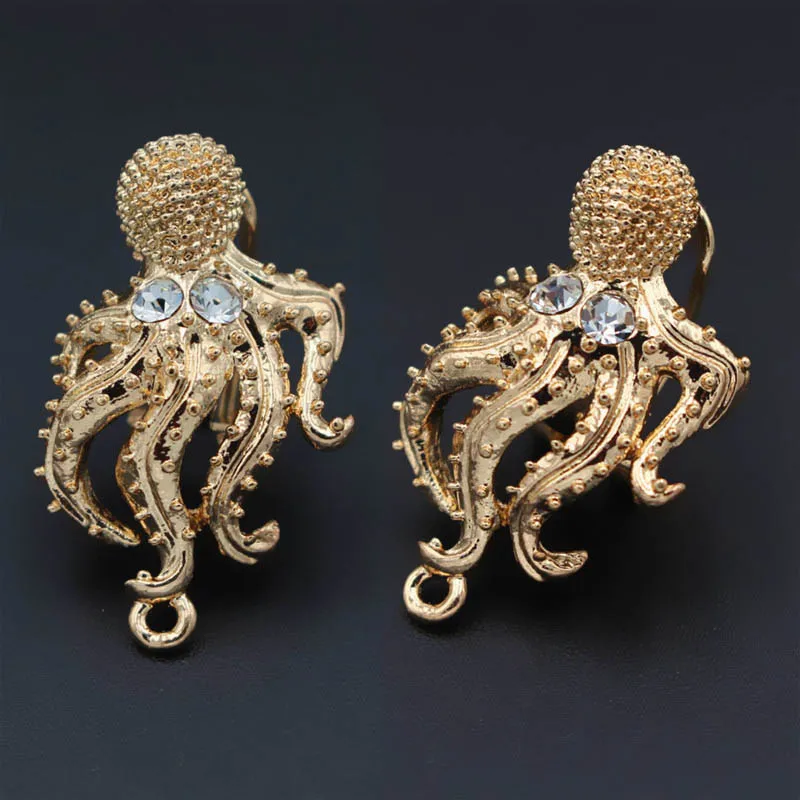 Серьги клипсы с петлей креплением для соединения со стразами кубическим