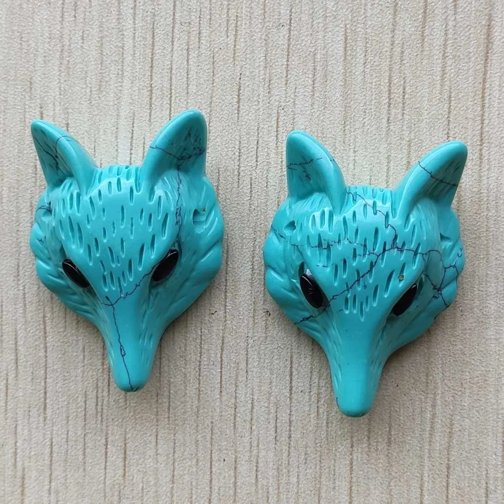 

Wholesale 2pcs/lot new Fashion Synthetic stone Carved fox shape charms Pendants for Necklace jewelry making Free shipping