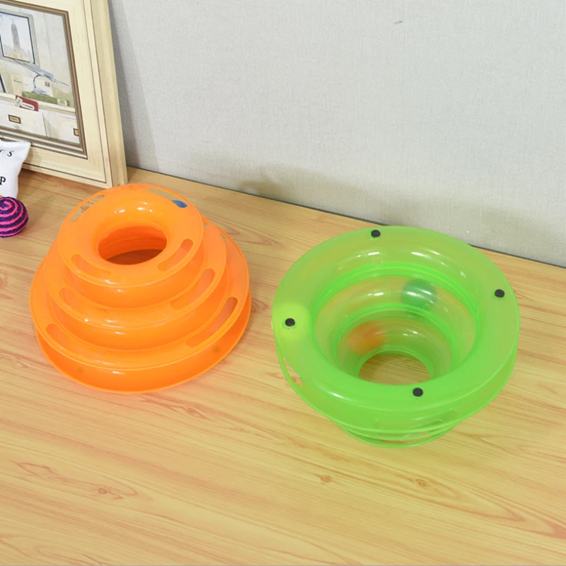 

Interactive Cat Toy Tower with Colorful Balls 3-4 Levels Fun Training Exercise Plate Roller Turntable Teaser for Pet Cats Kitten