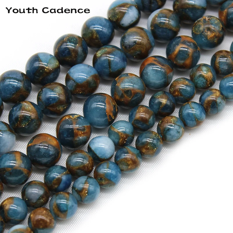 

Natural Stone Lake Blue Cloisonne Round Loose Spacer Beads For Jewelry Making DIY Ear Studs Bracelet 15'' 6/8/10/12mm