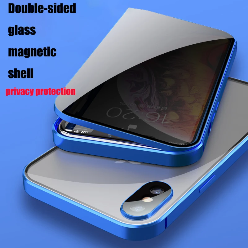 Магнитный противошпионский стеклянный чехол для iPhone 12 Pro Max mini SE2 XR 8 7 plus 360
