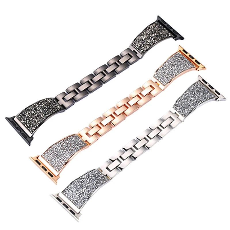 

C9GD Diamond Stainless Steel Strap Wristband Metal Watchband Bracelet Belt for galaxyWatch3/S2 Band