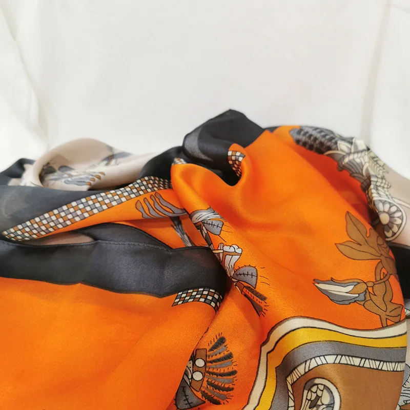New Ins Style Silk Scarf Female Yingchun Horse Grey Green Decoration Sunscreen Thin Shawl |
