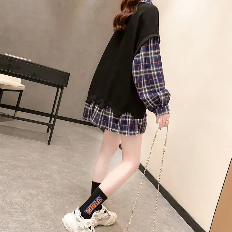 

Spring and Autumn lazy wind sweater women's long sleeve 2020 loose midi dress