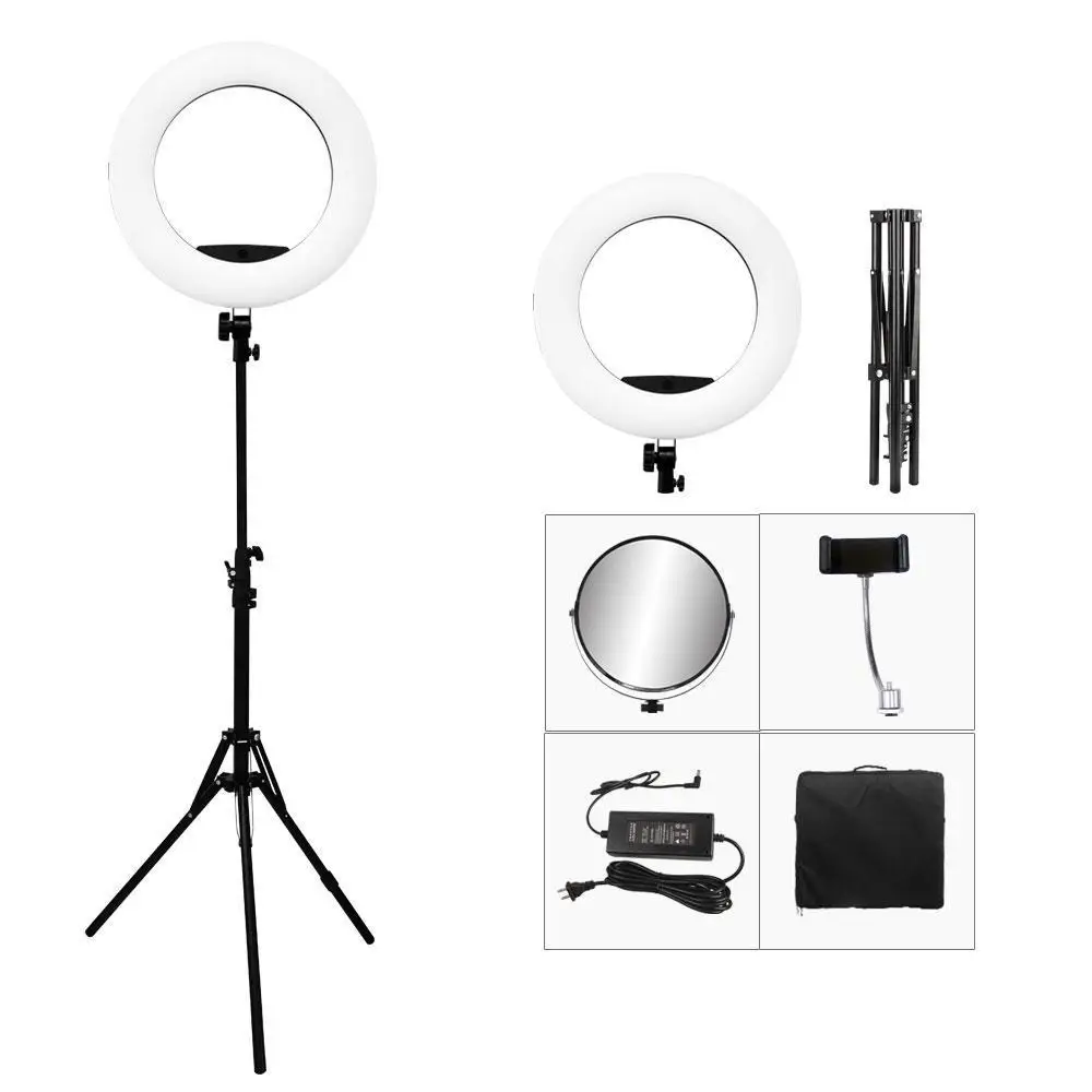 

48W Yidoblo LED Ring lamp 3200K-5500K Warm + Cold color light adjustable 18" LED Ring Light LED Video Lamp + 2m tripod + Bag Kit