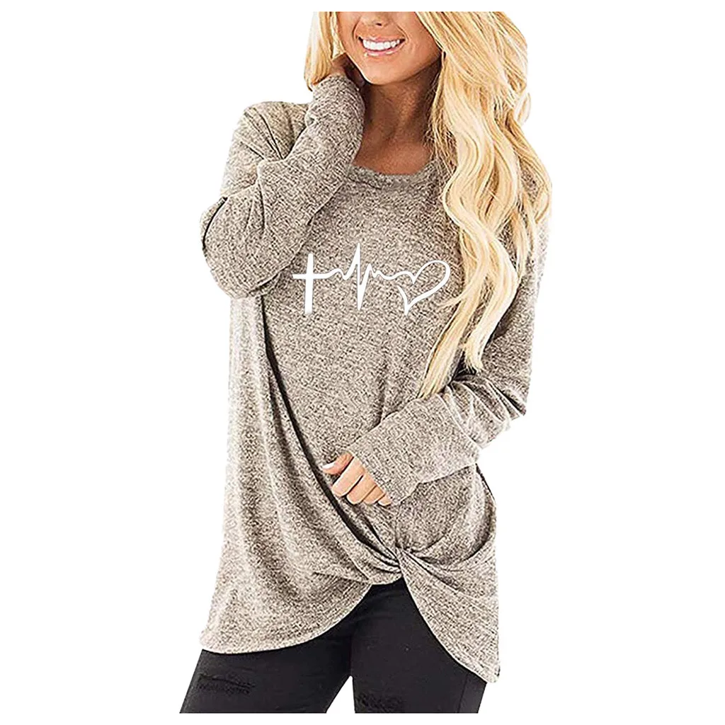 Женские футболки с круглым вырезом и длинными рукавами свободная футболка