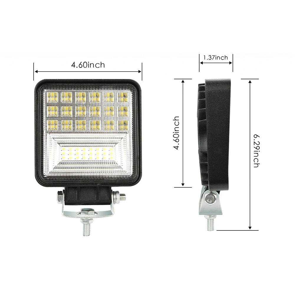 4 дюймовый светодиодный рабочий светильник 126 Вт фара заливающего света для