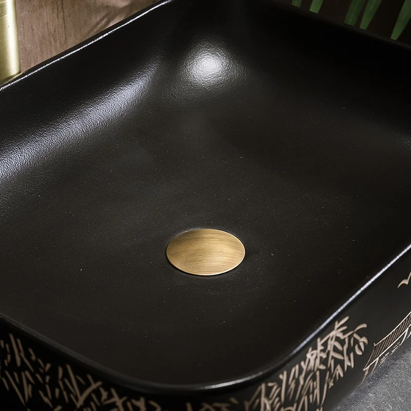 Роскошная Золотая раковина в ванную комнату ручной росписи декоративная для