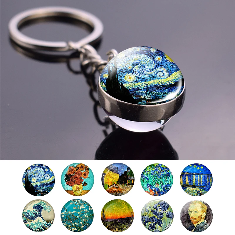 Винтажный брелок Ван Гога с масляной росписью стеклянный шар подвеска