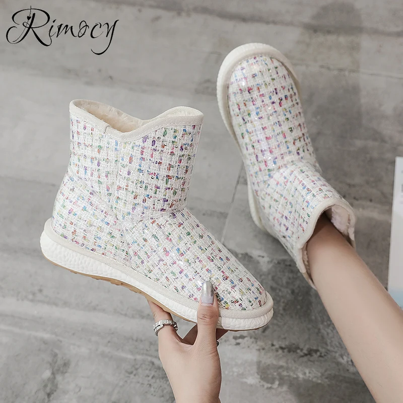 Rimocy/2019 г. модные женские зимние ботинки черного цвета Удобная теплая обувь на