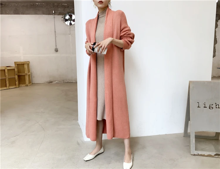 Женский вязаный кардиган Colorfaith однотонный длинный в английском стиле на осень и