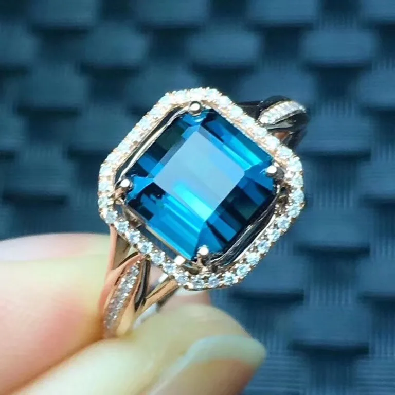 Хорошее ювелирное изделие настоящее чистое золото 18 К 100% натуральный Синий