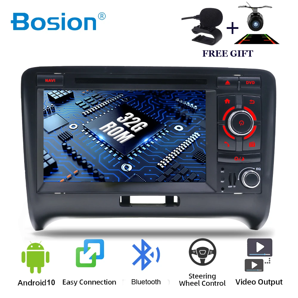 

Bosion 4 ядра Android 10,0 2 DIN автомобильный DVD GPS для Audi TT MK2 8J 2006 2007 2008 2009 2010 2011 2012 мультимедийный плеер радио WIFI
