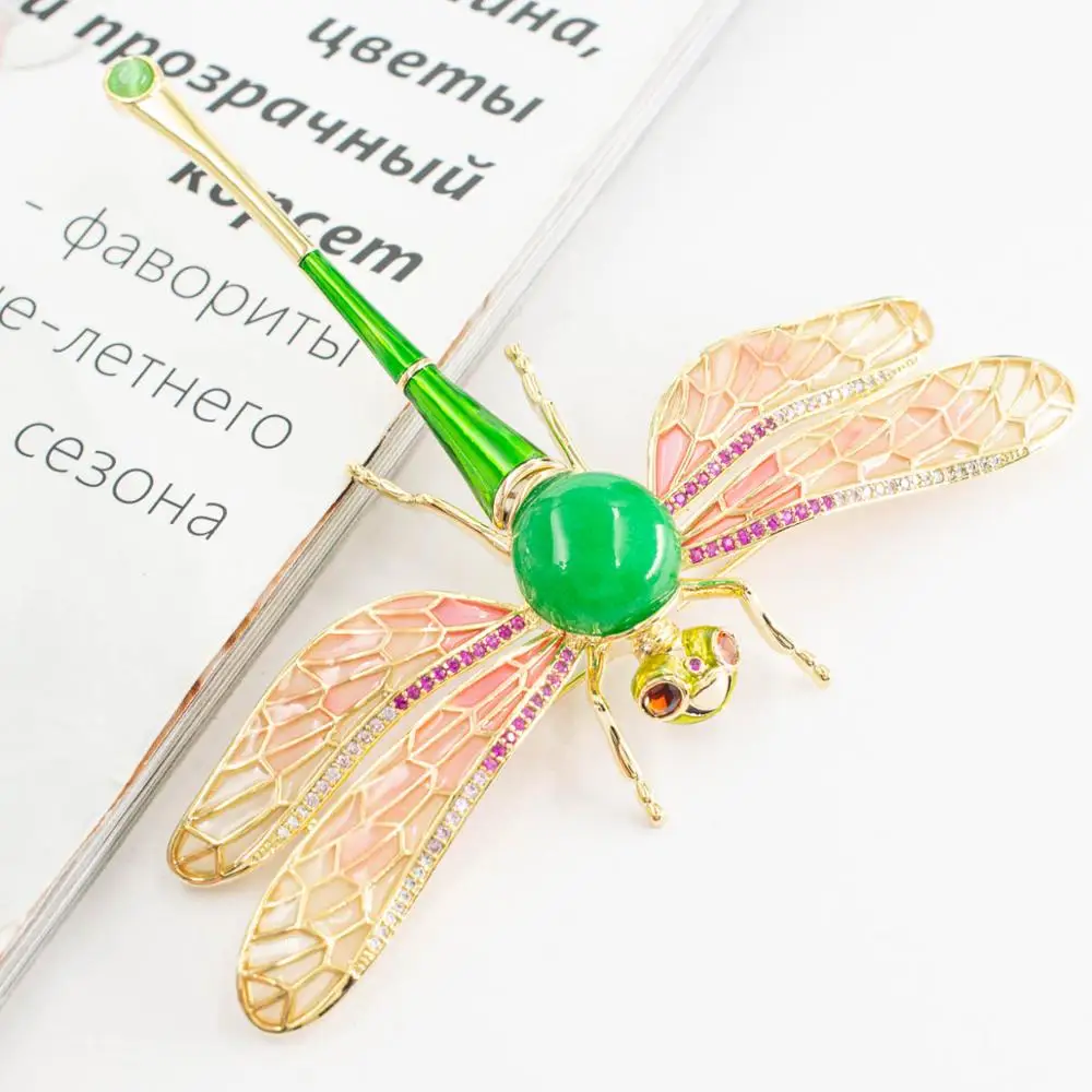 Женская булавка в форме стрекозы с фианитом XR05563 | Украшения и аксессуары