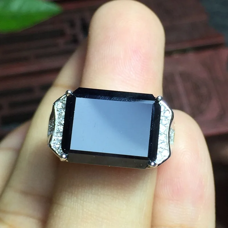 Men Ring 925 Silver Jewelry Geometric Shape Sapphire natural Gemstone Accessories Rings for Wedding Engagement Gift