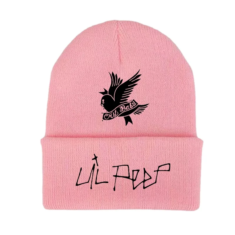 Lil Peep Beanie Love lil.peep зимняя теплая шапка облегающая с рисунком шапки унисекс - купить