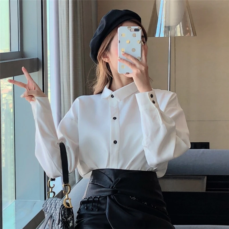 Стильная блузка женские Рабочие топы блузки размера плюс женская рубашка белая OL