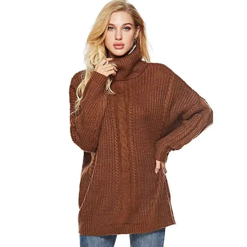 Womens Knitted Solid Turtleneck Mini Sweater Dress Ladies Knitwear Winter Long Sleeve New | Женская одежда