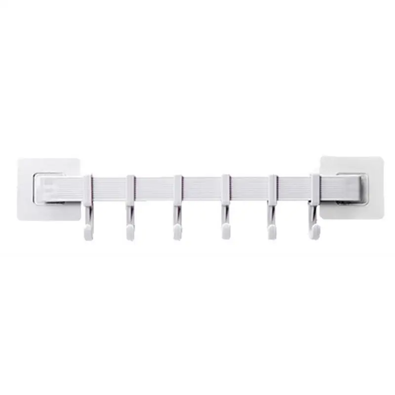 

Strong Adhesive Hooks Kitchen Wall Hanging 6 Even Row Hooks Bathroom Seamless Towel Rack Household Storage Accessories
