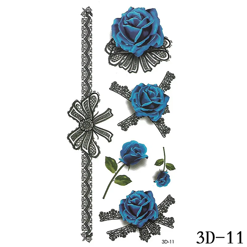 

NEW 2021 3D Rose Scorpion Tattoo Sticker For Sexy girl Body Art Fake Tatoo Waterproof Temporary Tattoo Small Pattern