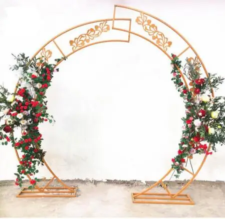 New wedding props: Crescent arch iron art baking paint golden round flower arranging door | Дом и сад