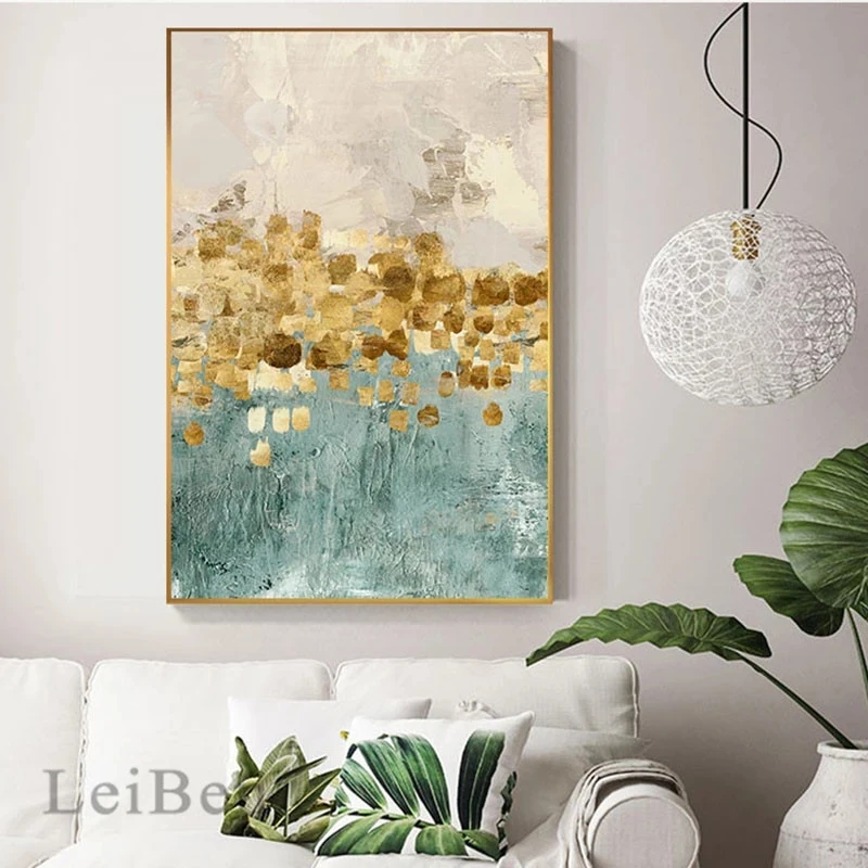 Золотые абстрактные настенные художественные принты Постер биткоинов